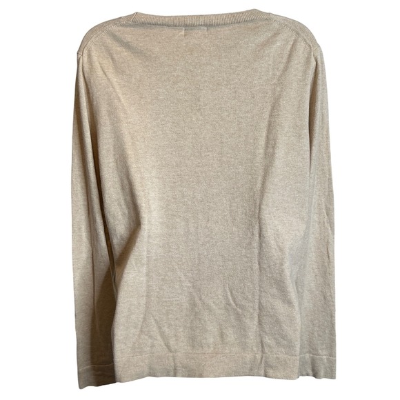 J Crew Womens Teddie Sweater Size L  Beige Sequin Shell Beach Coastal Neutral - Picture 2 of 11